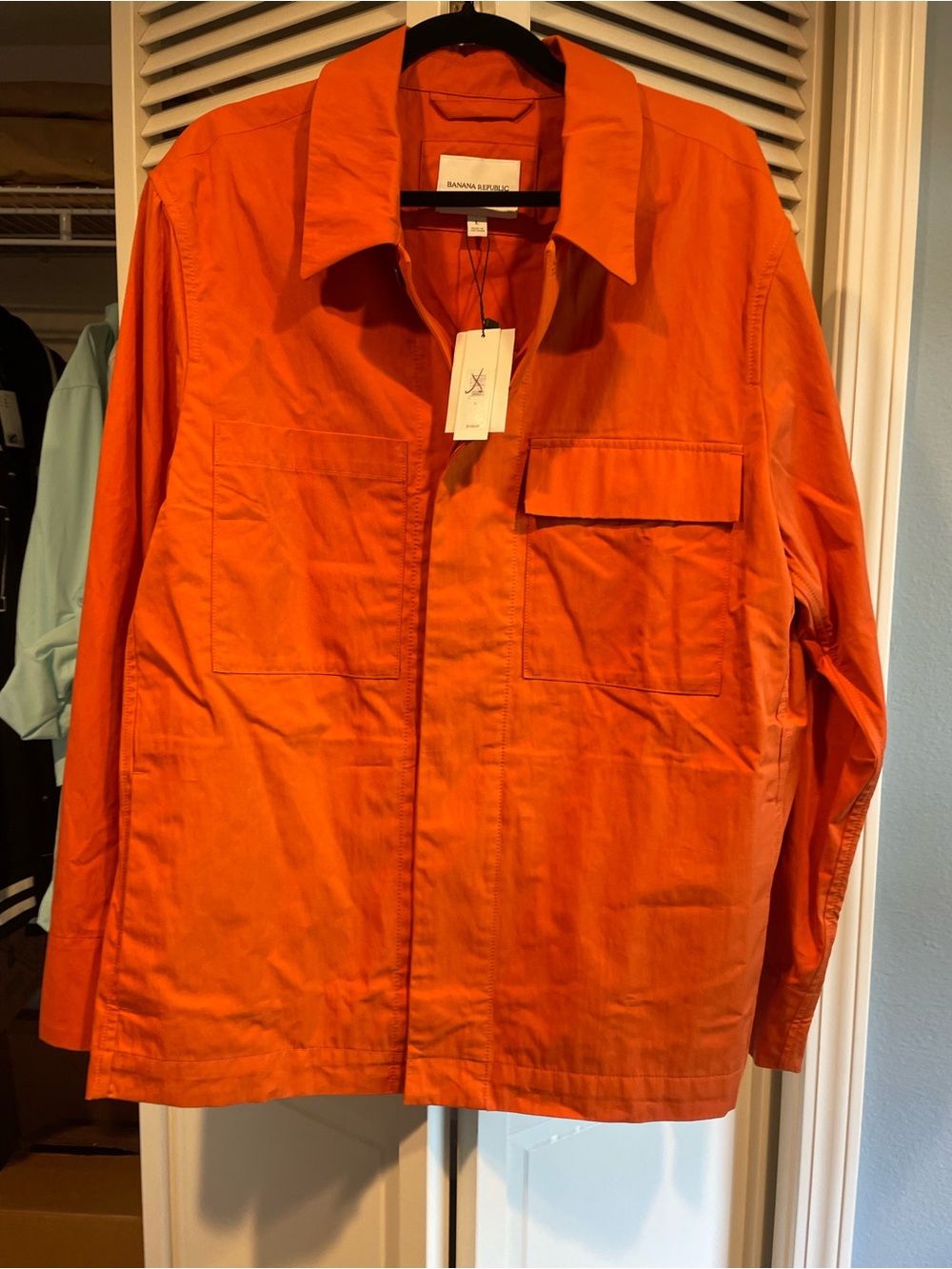 Banana Republic Men's Bright Orange Lightweight Utility Shirt Jacket Sz L